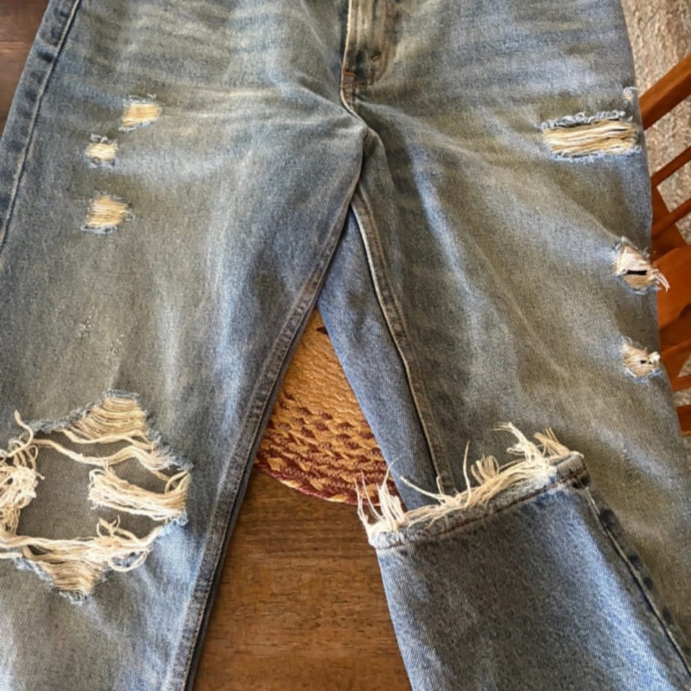 Abercrombie & Fitch Distressed Blue Ankle Jeans